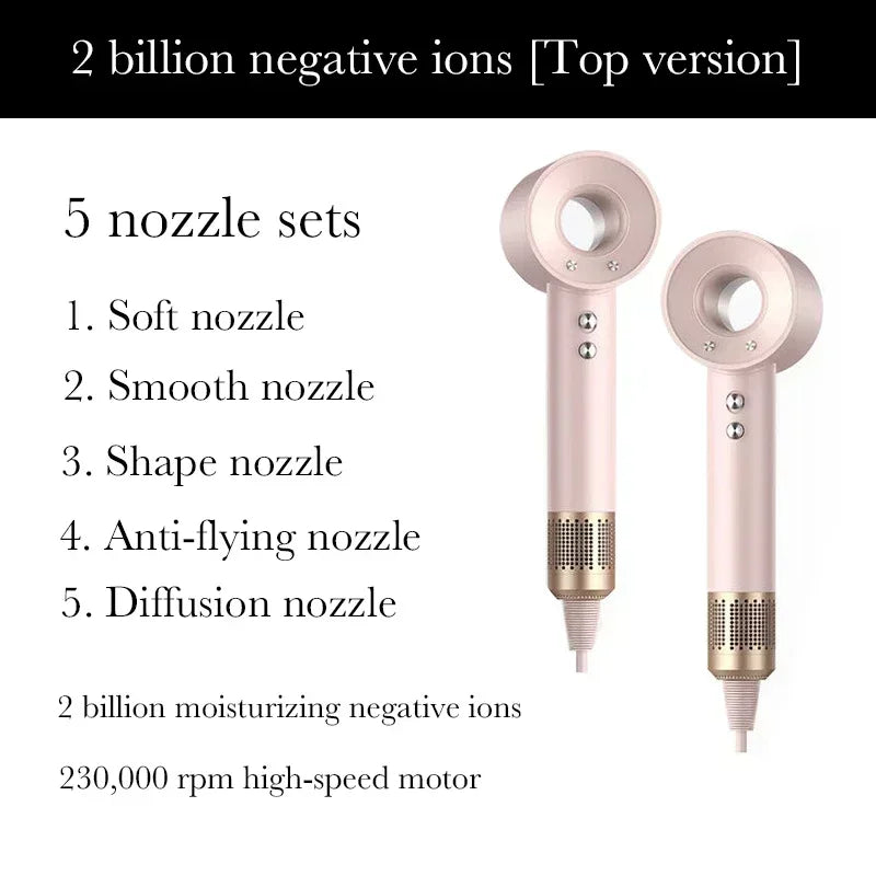 New Super Hair Dryer 220V Leafless Hair Dryer Personal Hair Care Styling Negative Ion Tool Schedule Negative Ion Electric Dryer