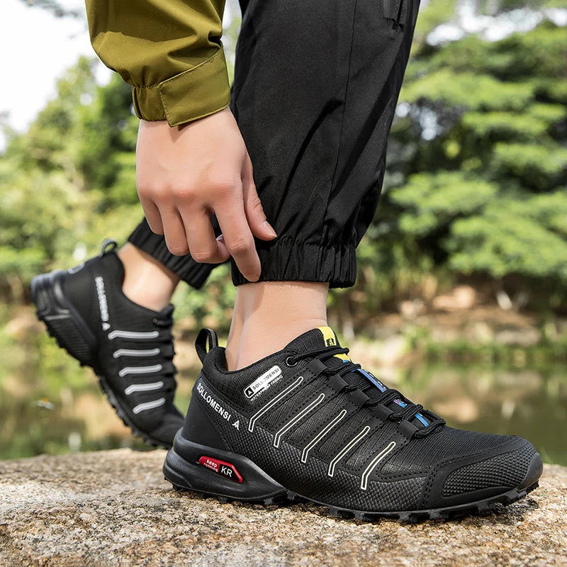 Men Shoes Men Casual Sports Shoes Outdoor Leather Hiking Travel Shoes Four Seasons Lightweight Breathable Mesh Walking Shoes
