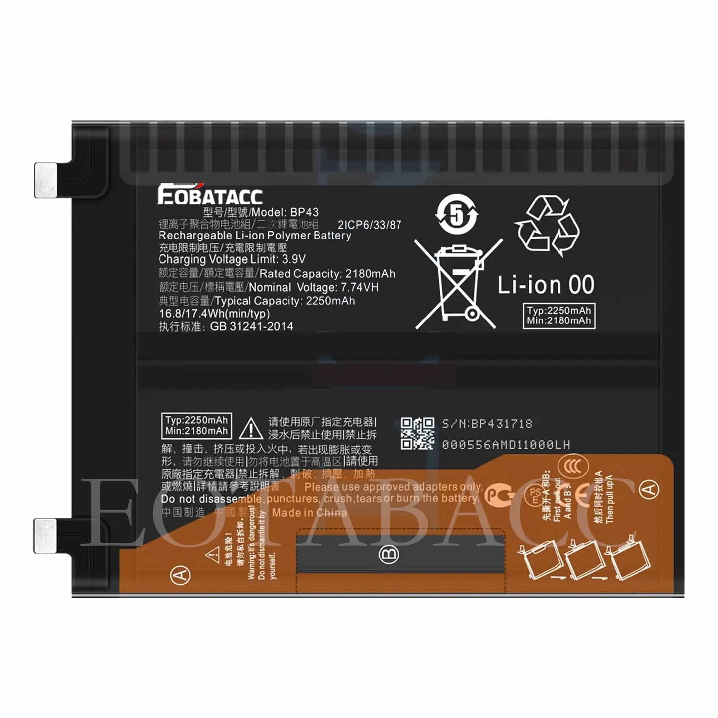 2026 Years EOBATACC 100% New Xiao Mi BP43 4500mAh Replacement Battery For Xiaomi Mix 4 Mix4 Mobile Phone Batteries Bateria+ Free