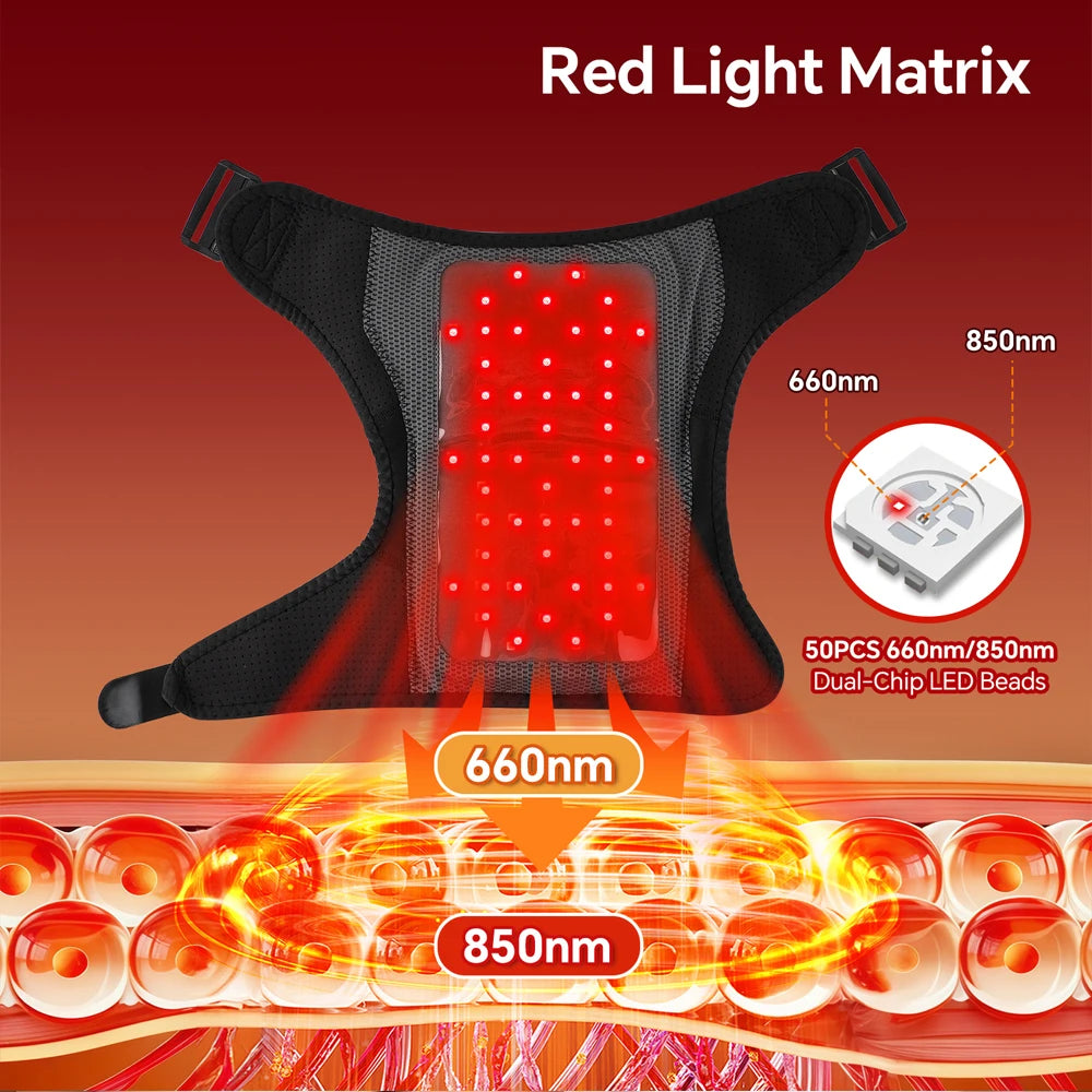 Multifunctional Shoulder/Knee Support Belt 660 and 850nm Red Light Shoulder Heating Vibration Massage Wrap Pad Warm Brace