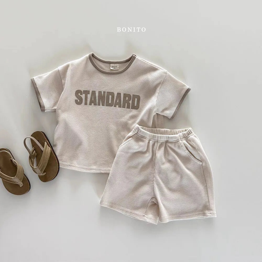 2025 Summer New Baby Short Sleeve Casual Sports Clothes Set Infant Girl Letter Print T Shirts + Shorts 2pcs Suit Toddler Outfits