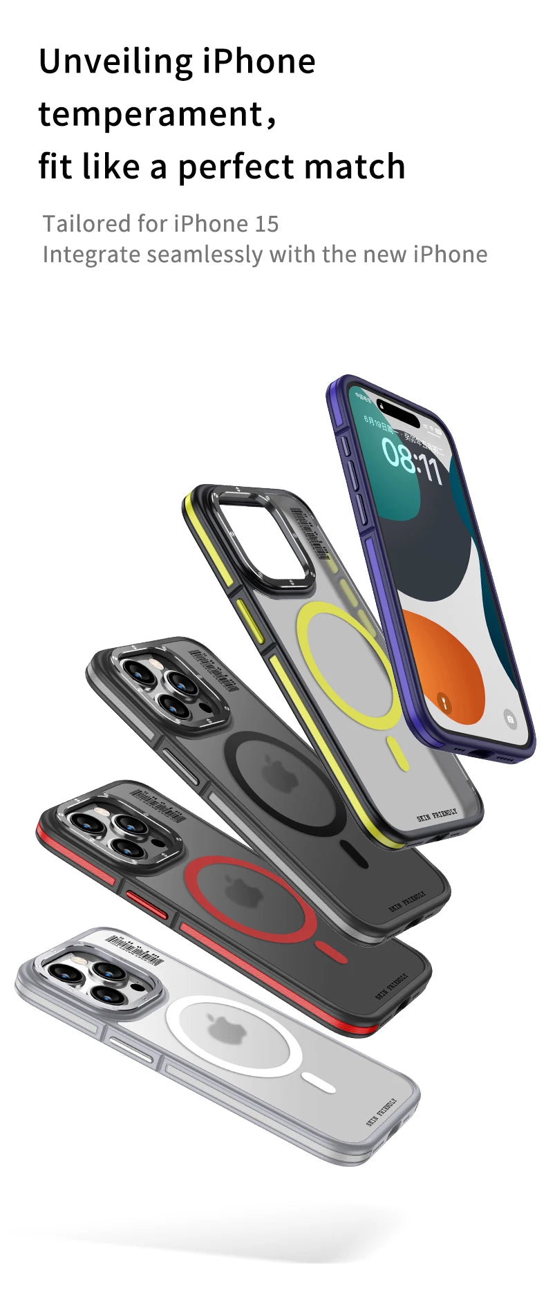Official Original Splicing Skin Sensation Armor Shockproof Case for iPhone 15 14 Plus 13 Pro Max Magsafe Hybrid Phone Back Cover