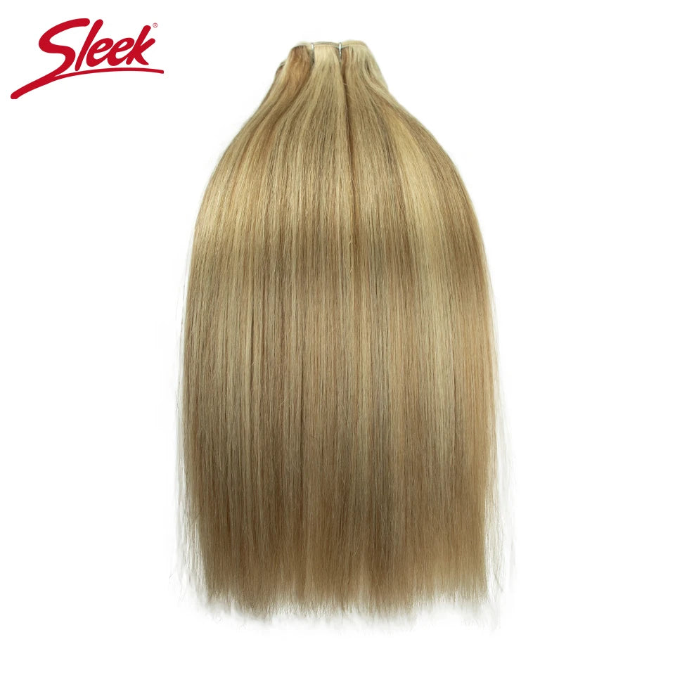 Sleek Peruvian Straight Human Hair Double Drawn Natural Human Hair Weave Bundles Natural Brown #27 #613 Remy Human Hair Bundle
