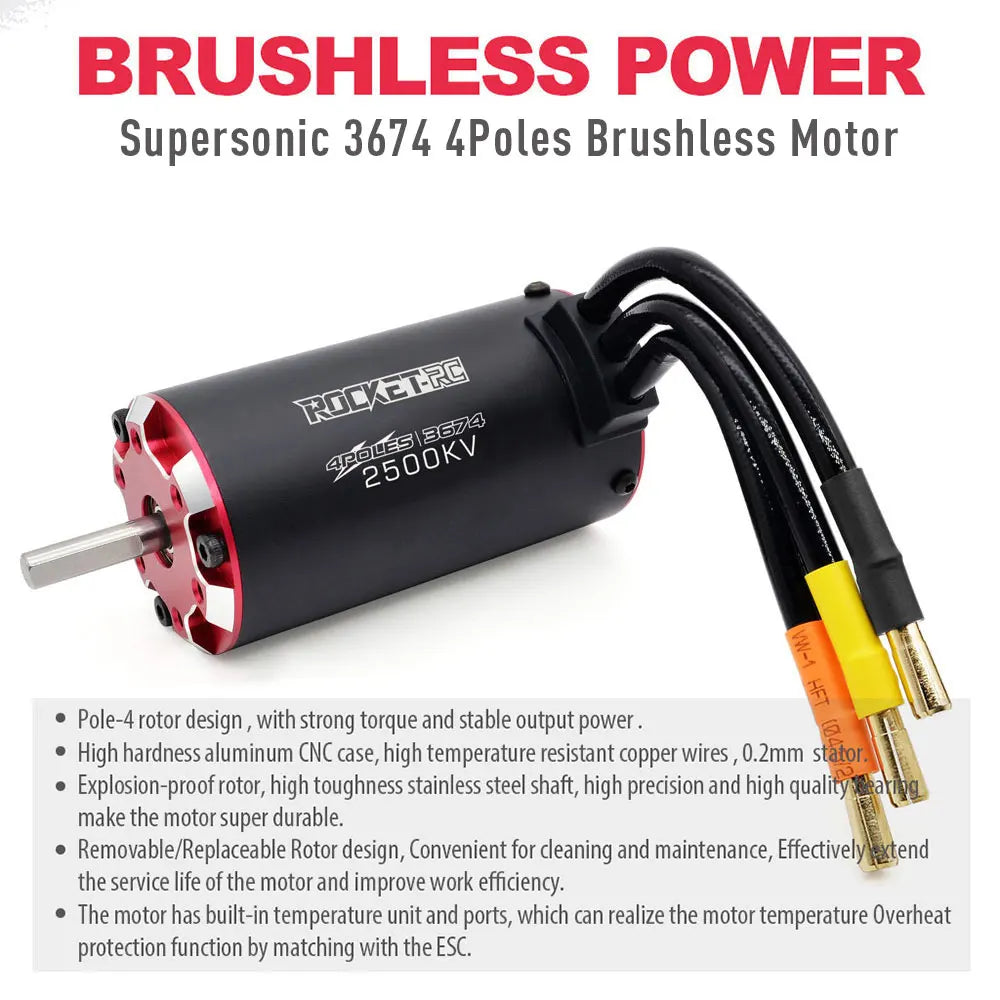 RC motor Rocket V2 supersonic Brushless Motor w/ Temp Sensor 3650 3660 3665 3670 3674 for 1/8 1/10 RC Car