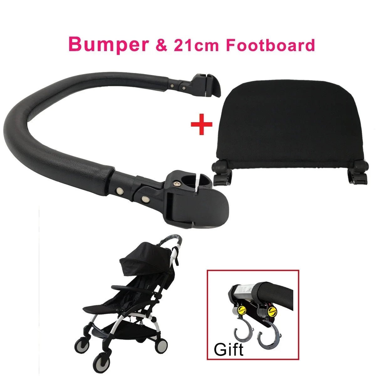 MomTan® Baby Stroller Accessories Armrest PU Leather Bumper Bar Handrail Extend Footboard Compatible with Babyzen YOYO 2  YOYO 3