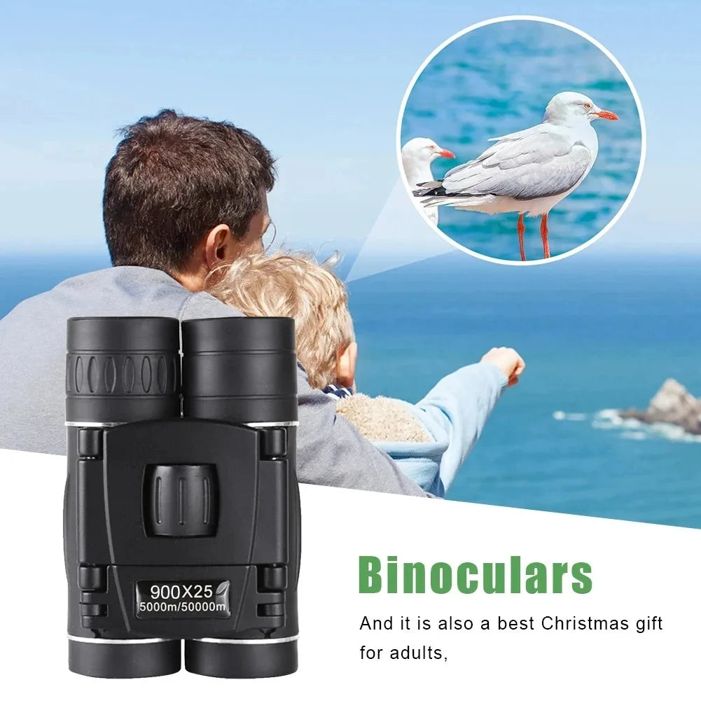 Portable 900x25 HD Zoom Binoculars with BAK4 Prism Long Range Folding Low Light Jumelles for Hunting And Camping