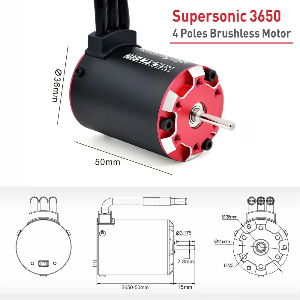 RC motor Rocket V2 supersonic Brushless Motor w/ Temp Sensor 3650 3660 3665 3670 3674 for 1/8 1/10 RC Car
