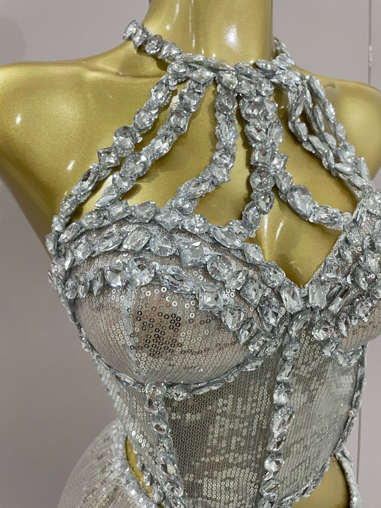 Sexy Luxury Shiny Diamond Sequins Cocktail Dress 2Pcs Set 2025New Women Evening Celebrate Birthday Party Nightclub Stage costume