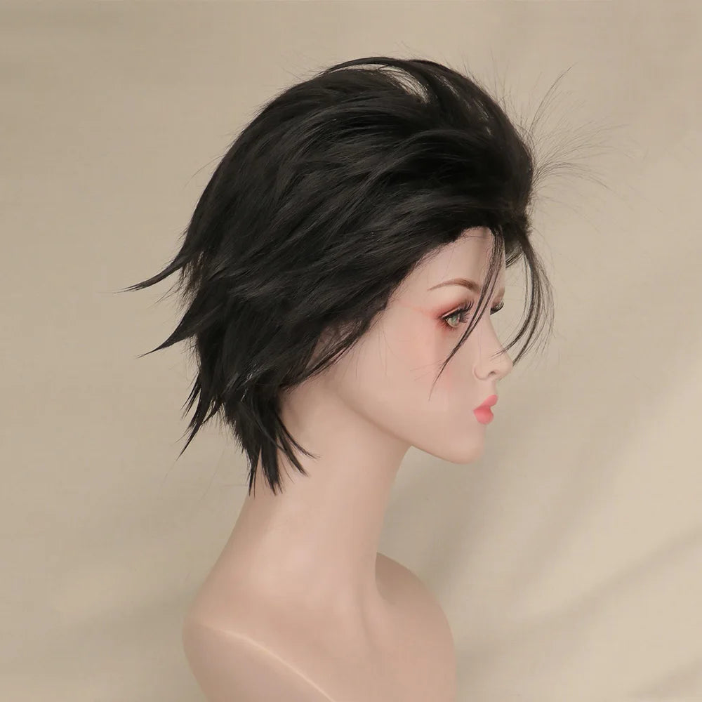 Short Cosplay Wig Men Male Black High 100% Temperature Fiber Synthetic Hair Wigs