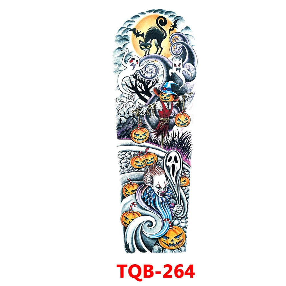 Large Arm Sleeve Tattoo Rose Gear Clock Eye Waterproof Temporary Tatto Sticker Lion Wolf King Body Art Full Fake Tatoo Women Men