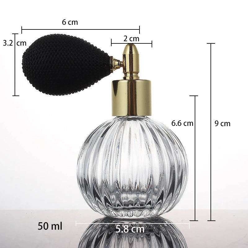 50/100ml Portable Vintage Crystal Glass Perfume Bottle With Airbag Atomizer Empty Cosmetic Container Refillable Spray Bottles