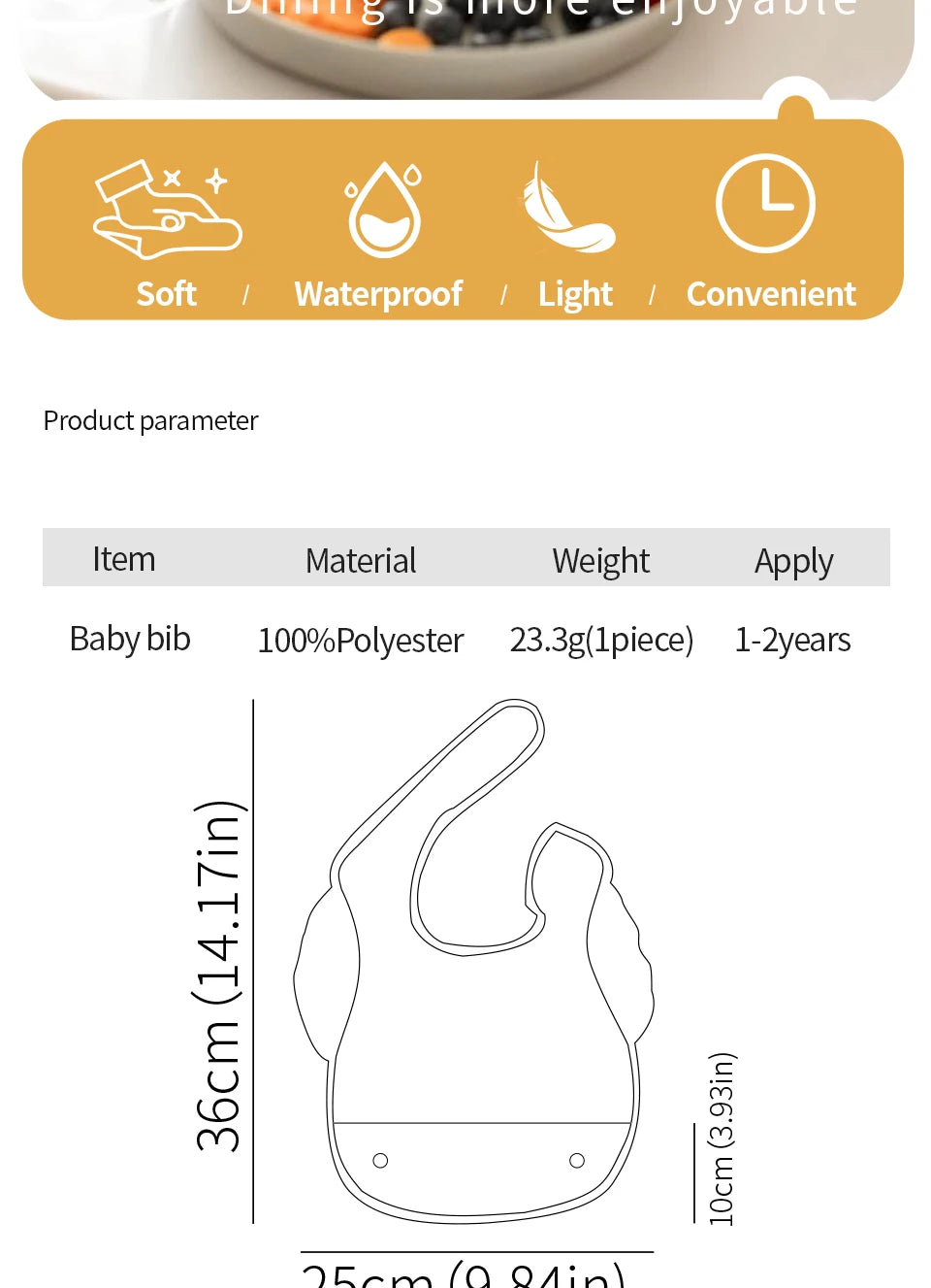 2Pcs/Set 100%Polyester Waterproof Baby Bibs,Lively and Adorable Shoulder Design Sleeveless Smock Feeding Bib Apron