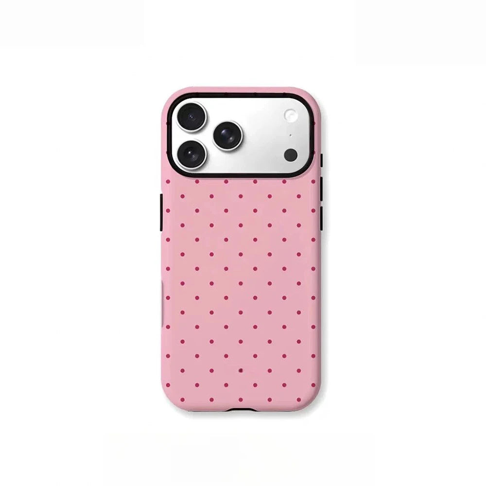 Ins Korean polka dot grid pattern Phone Case for iPhone 17 16 15 14 13 12 11 X Air Pro Max Plus Luxury Double-layer Back Cover