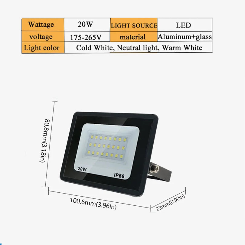 LED Floodlight Spotlight AC220V AC110V Ultra-bright Waterproof Light 10W 20W 30W 50W 100W 150W 200W 300W Garage Factory Lighting