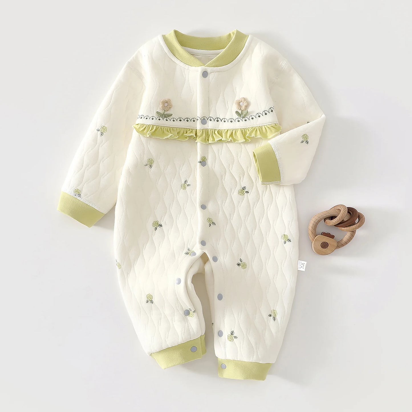 0-2Y Newborn Girl Boy Spring Bodysuit 2026 Baby Cotton Quilted Seamless Romper Autumn Warm Printed Soft Skin-Friendly Sleepwear