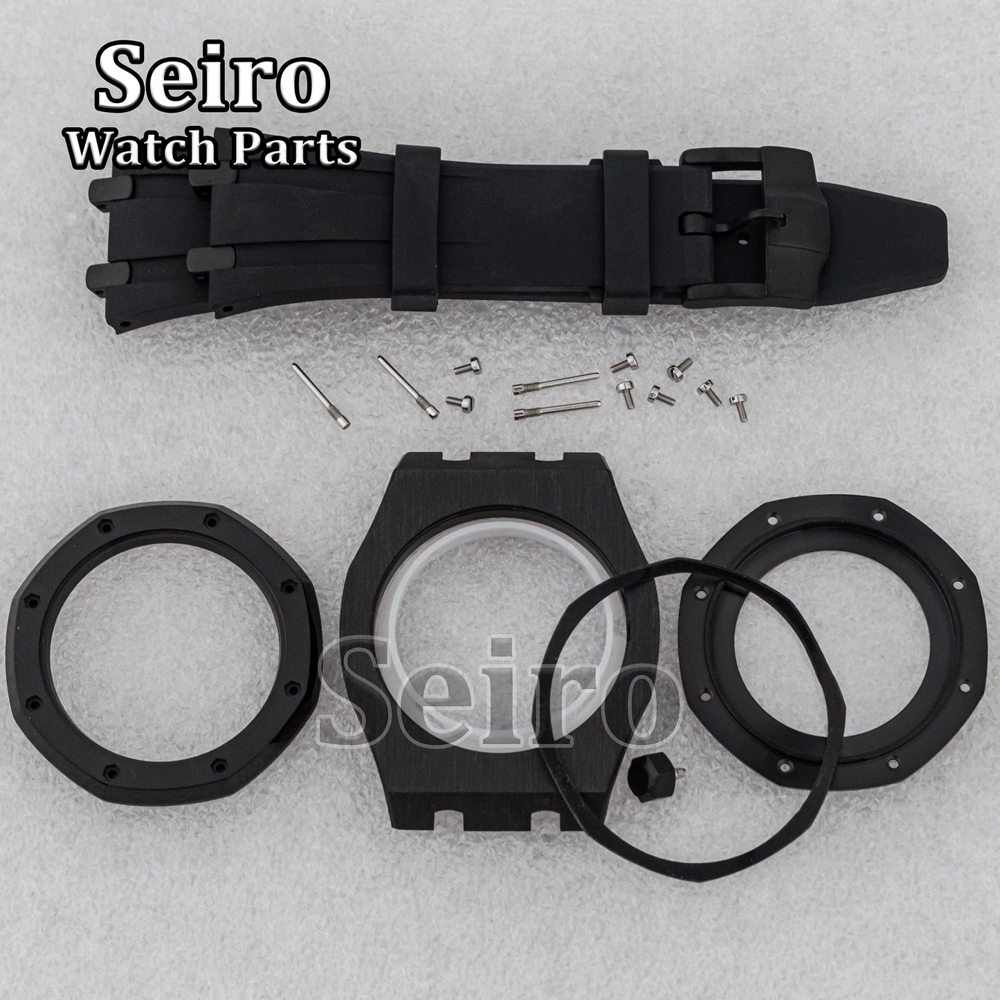42mm Octagon Watch Case Rubber Strap Sapphire Crystal 10bar for 31.8mm Dial Royal Oak NH35 NH36 Movement Watch Modified Parts