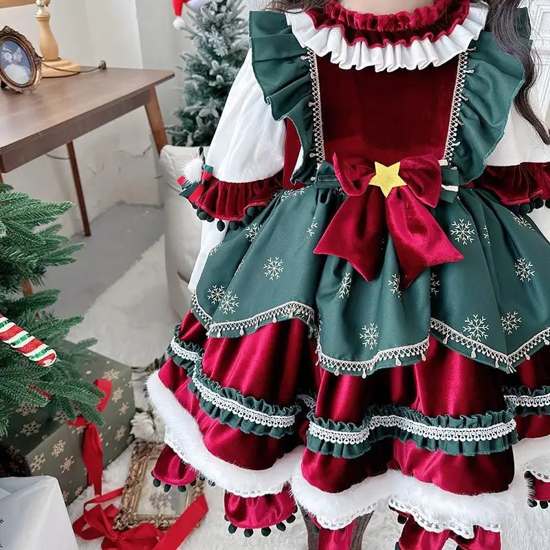 Party Dress Dresses Children Girls Performance Gown Kids Party Outfit Vestido Halloween Christmas Costume Velvet Lolita Princess