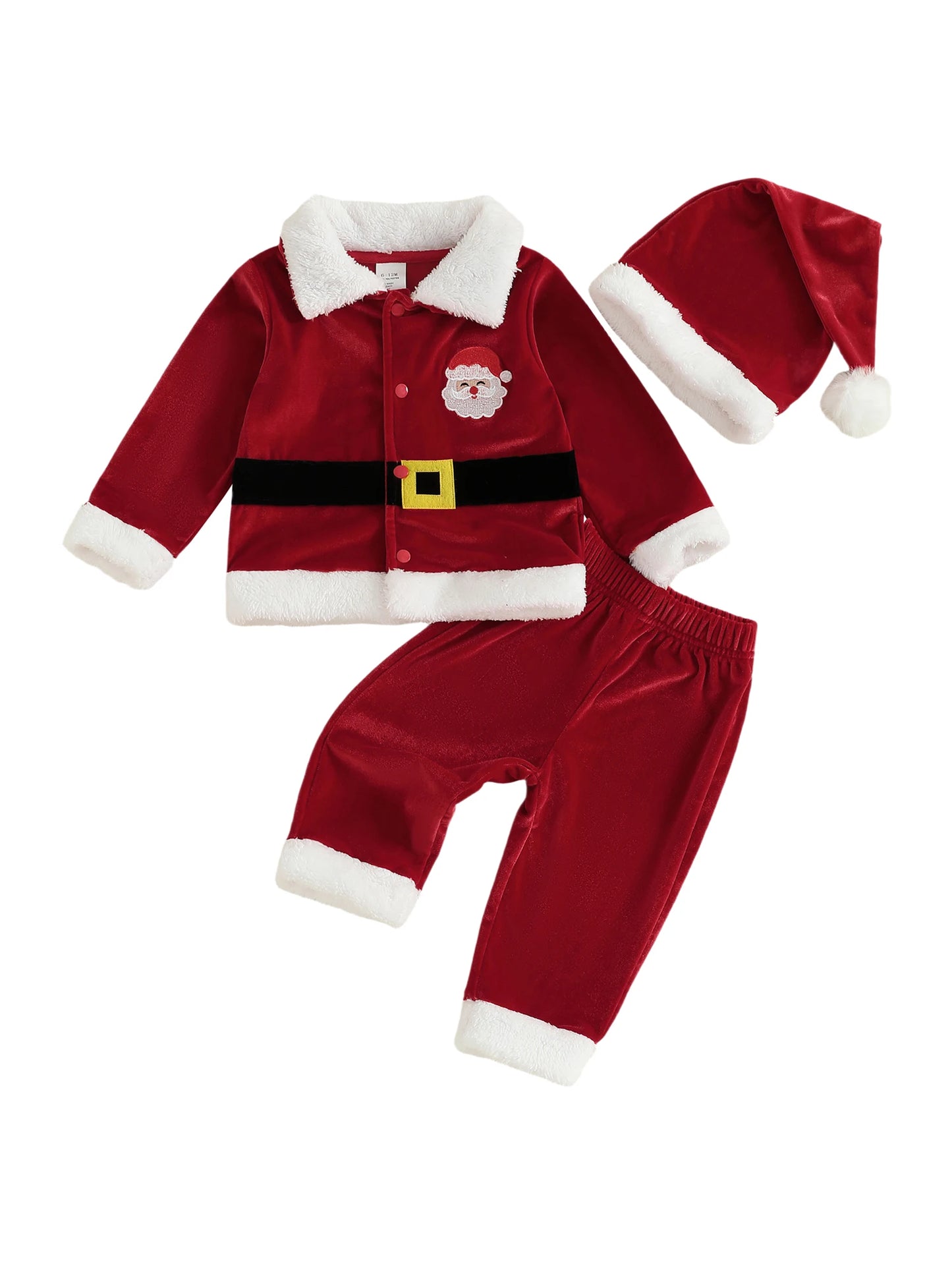 Citgeett Autumn Christmas Kids Toddler Girl Boy Outfits Long Sleeve Lapel Button Tops Elastic Waist Pants Costume Winter Set