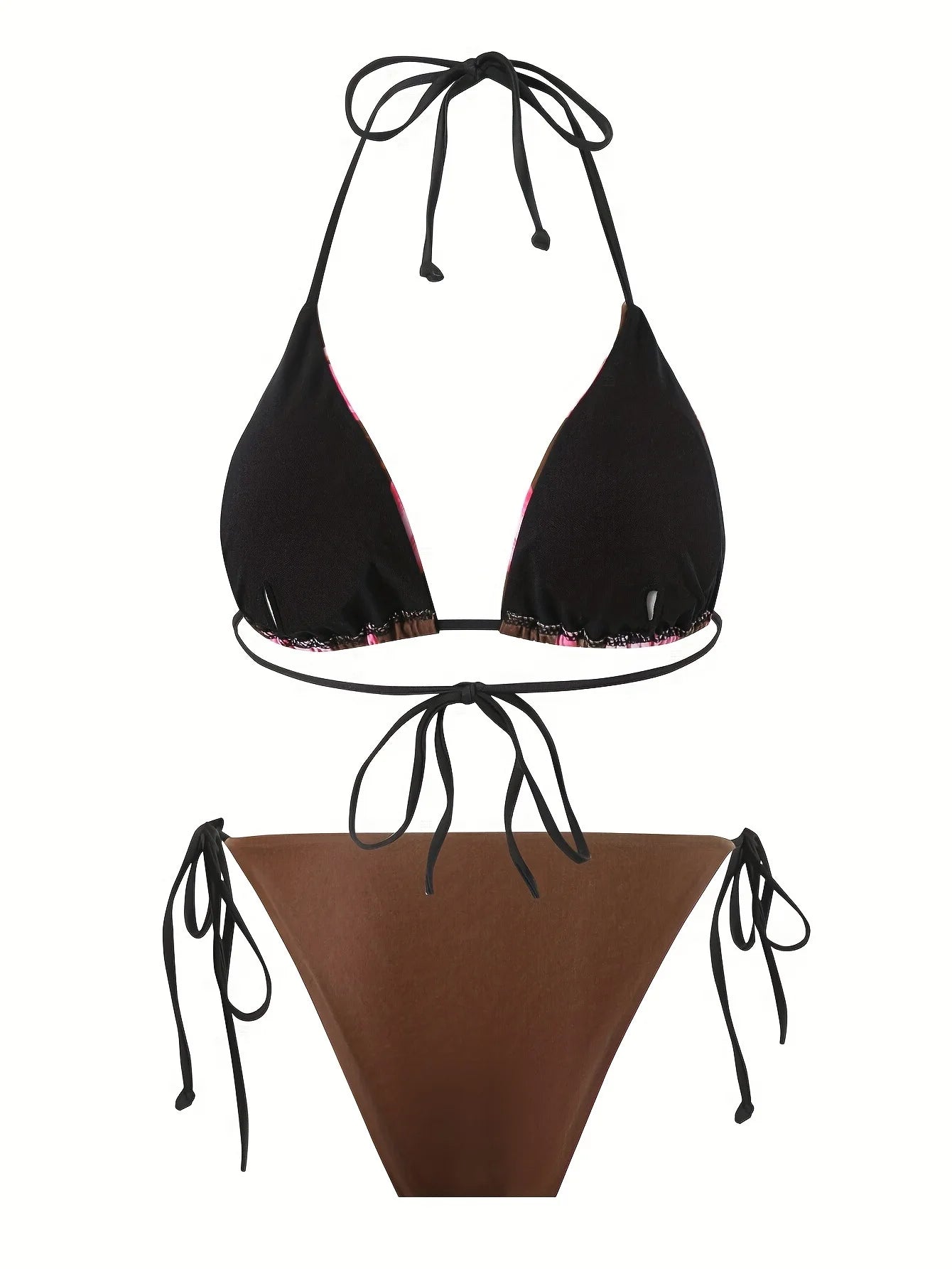 Sexy Bikini Retro Print Tropical Skirted Three-Piece Beachwear Strapless Strap-On Swimsuit Female Adult High Elasticity Backless