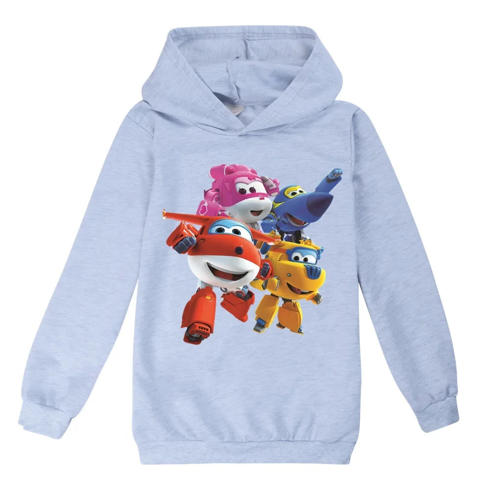 2-16Years Autumn Costumes Super Wings Hoodie Kids Clothes Boys Sweatshirts Cartoon Tops Toddler Girls Outfits Baby Boy Coats