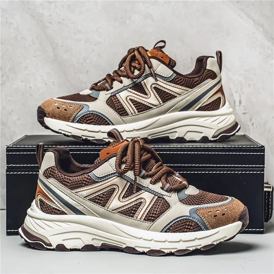 Breathable Outdoor Men's Sport Shoes Summer Trend Dad Sneakers Student Casual Rubber Sole EVA Insole Cotton Lined Net Mesh
