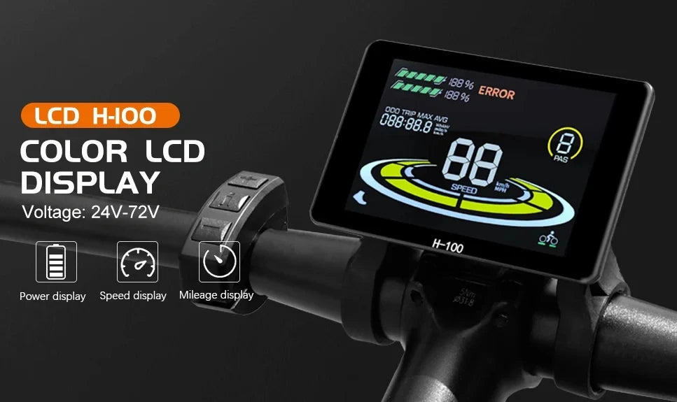 Ebike Sine Wave Display Controller 100A Three-Mode 48V52V60V72V with Learning Function UKC1 LCD Color Display 3000W5000W Motor