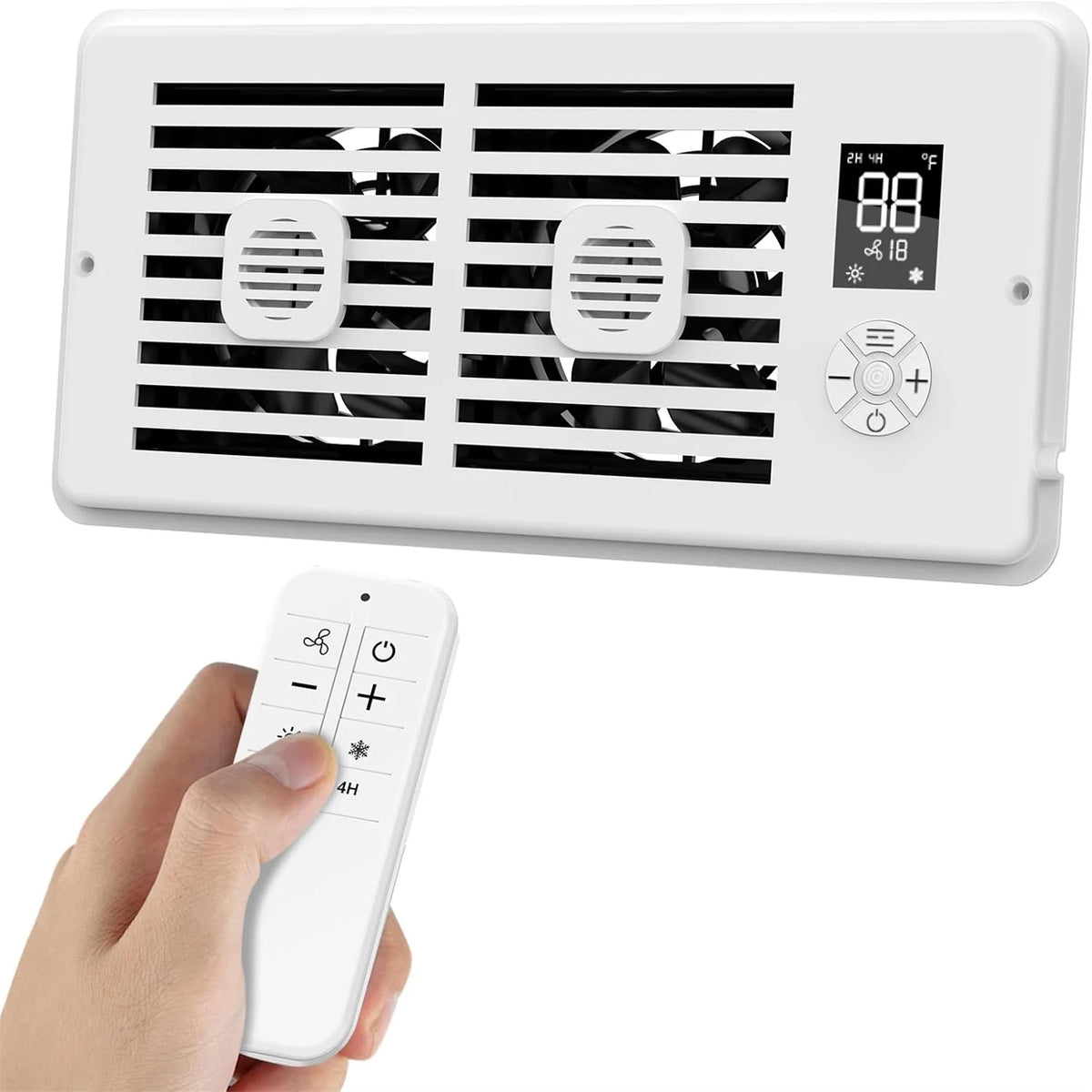 Register Booster Fan 4*10/4*12Inch Smart Heating Cooling AC Vent Fan With Remote Control & Thermostat Control Household Radiator