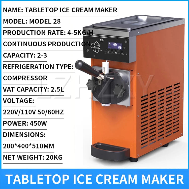 Ice cream machine, commercial stall fully automatic sundae ice cream machine, milk tea dessert ice cream machine 110V/220V
