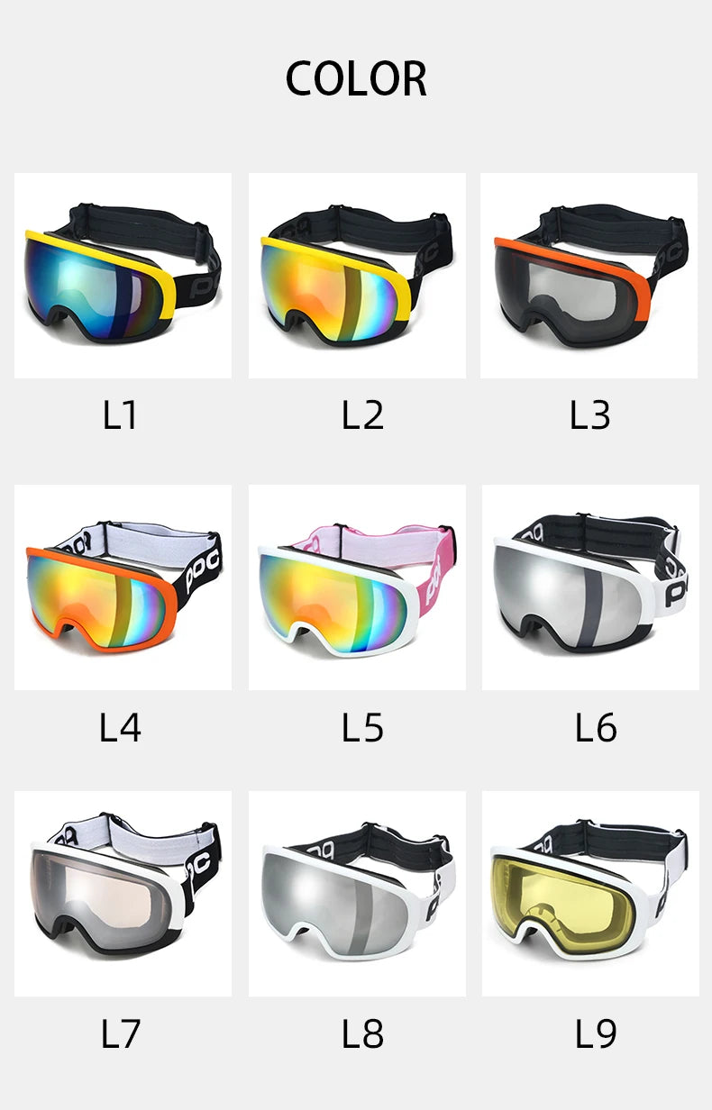 Snow Ski Goggles Snowboarding Skiing Mask for Men Women Anti-Fog Lens Kit UV400 Protection Snowmobile Glasses Motorcycle