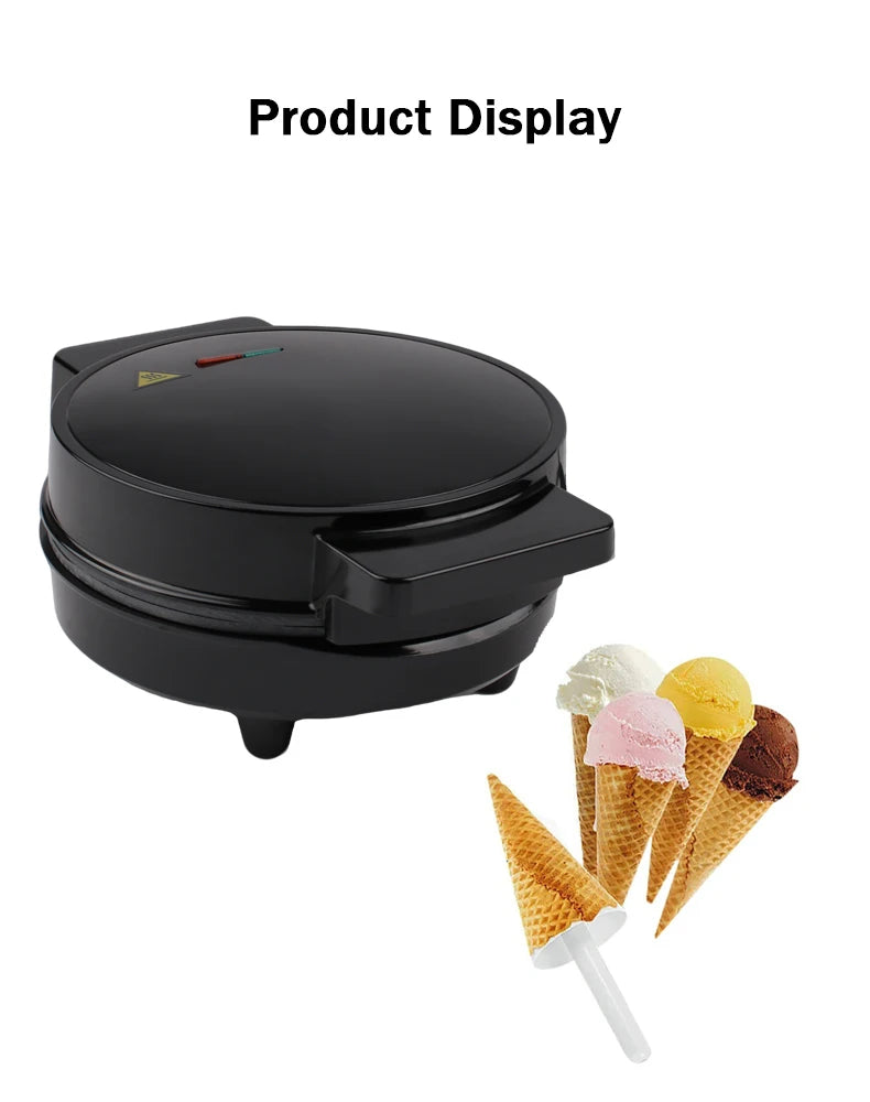 Electric Egg Roll Maker DIY Ice Cream Cone Machine Crispy Omelet Mold Sandwich Iron Crepe Baking Pan Waffle Pancake Grill Oven
