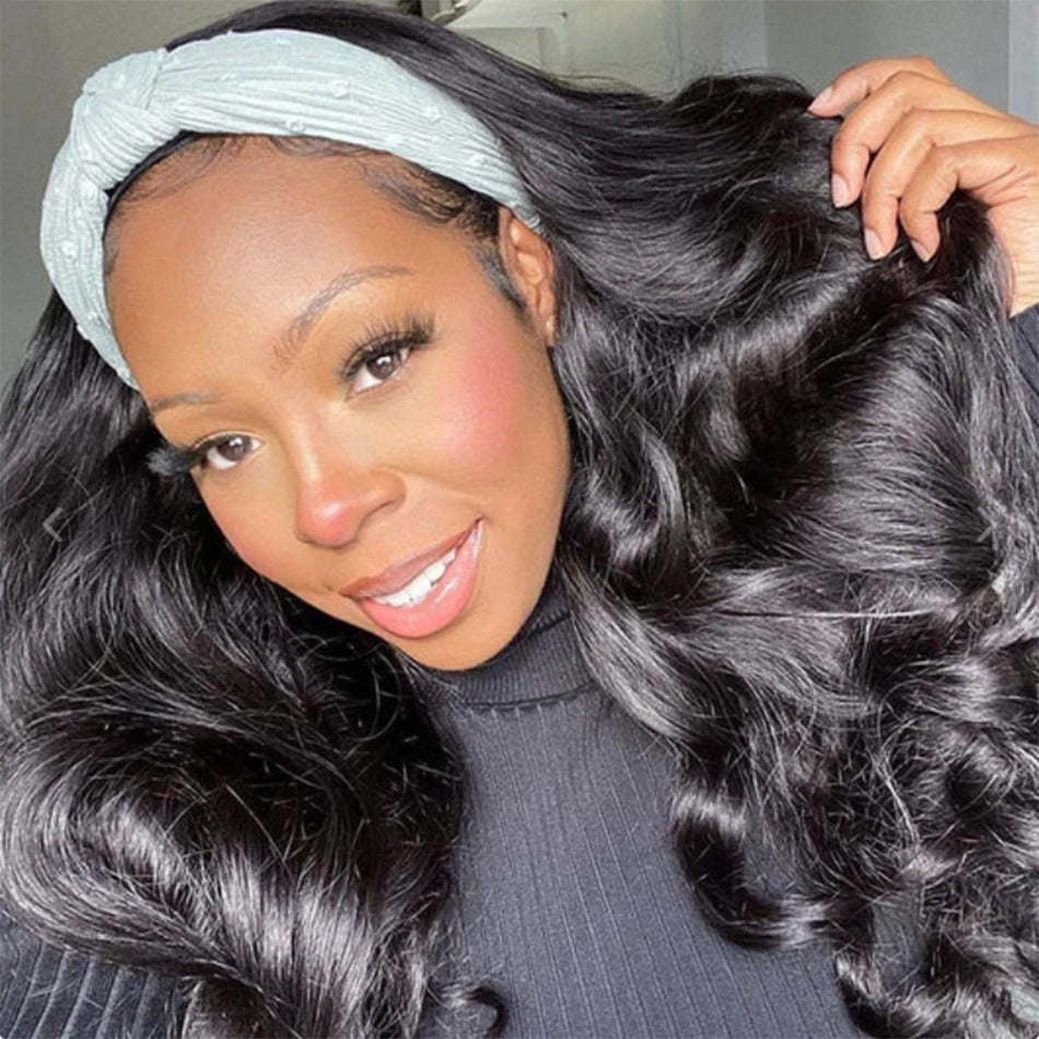 Headband Wig Human Hair Body Wave Glueless Wigs Full Machine Made Wig Peruvian Human Hair Wigs For Black Women Easy to Go 250%