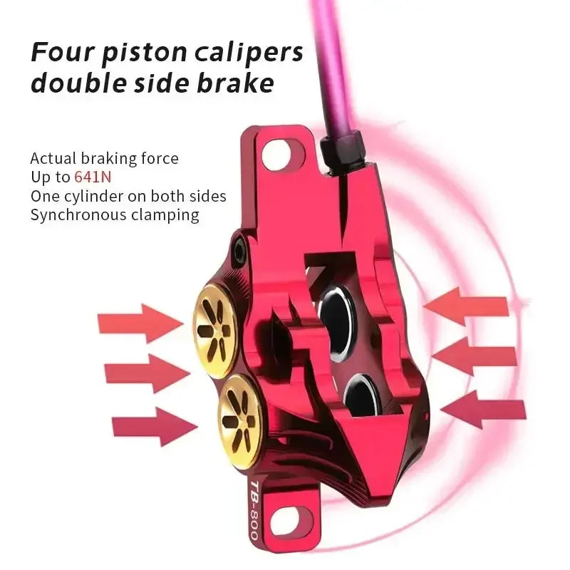 TANKE MTB 4-piston hydraulic disc brake 900/1700mm, 4-piston brake pad in resin, oil pressure AM DH road MTB ultra-light disc br