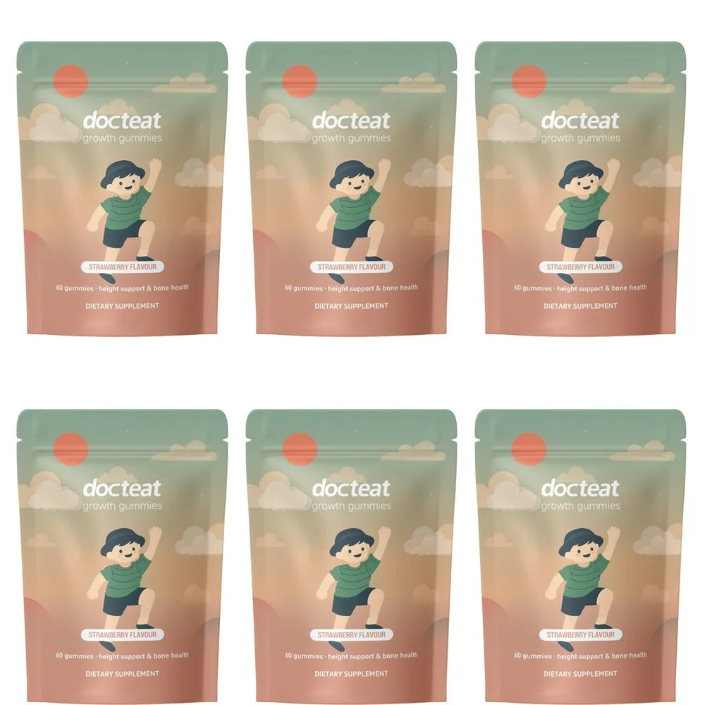 Docteat Growth Gummies Strawberry Flavor for Kids Height Support and Bone Health with Calcium Plus Vitamins D & K 60 Gummies