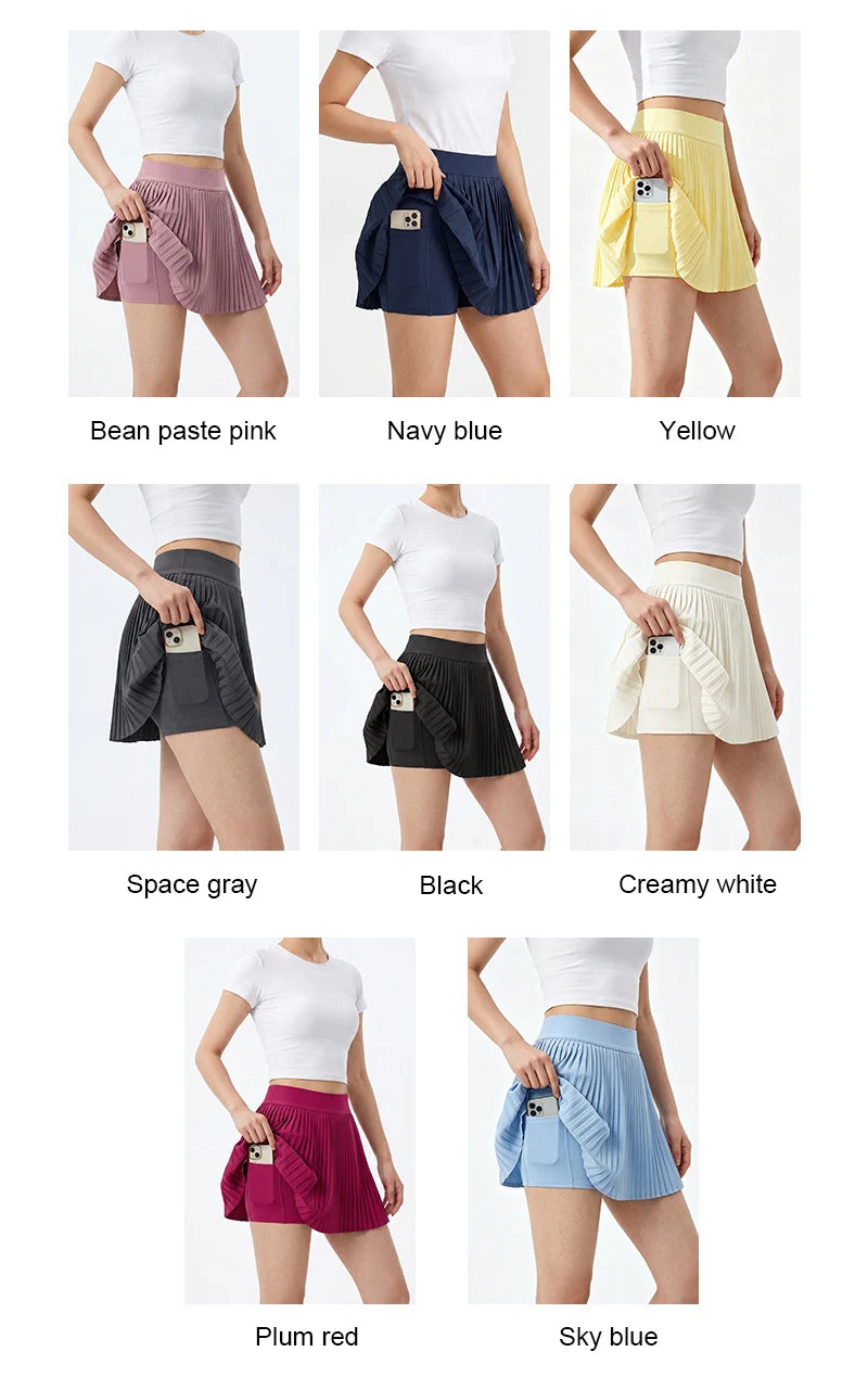 BIVIGAOS Summer Fashion High Waist Sport Short Skirt Women Youthful Cute Mini Skirt Safety Shorts Accordion Pleated Tennis Skirt