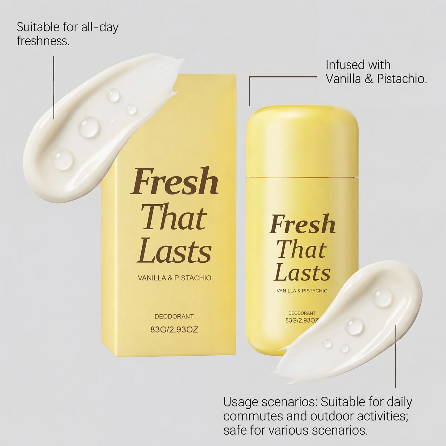 Vanilla Deodorant Stick Armpit Antiperspirant Odor Eliminator Brightening Skin Care Products Kojic Acid Turmeric Deodorant 83g