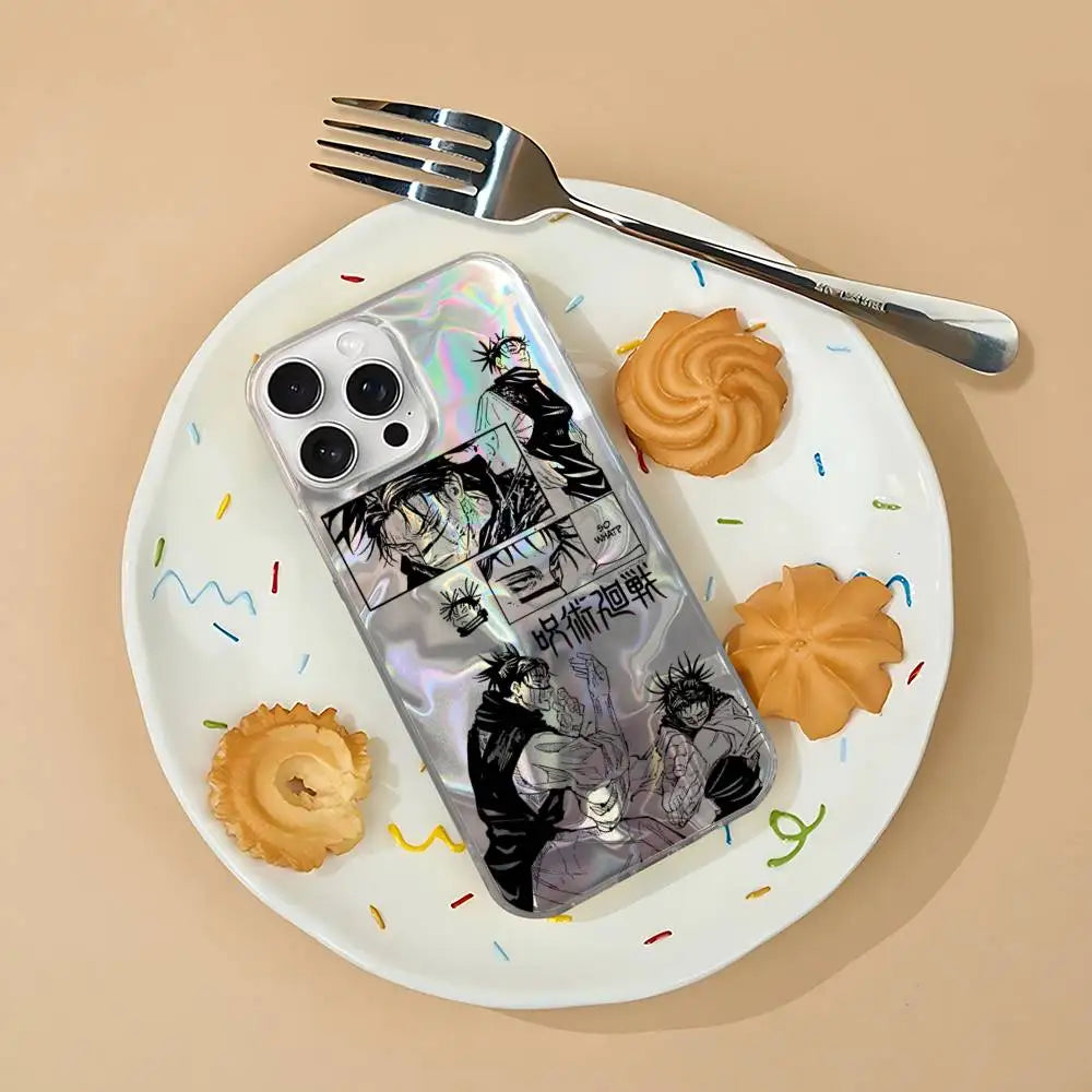 Hot Selling Gojo Satoru Hard Phone Case For IPhone 17 Pro Max 16 15 14 13 12 11 Water Ripple Silver Protective Cover