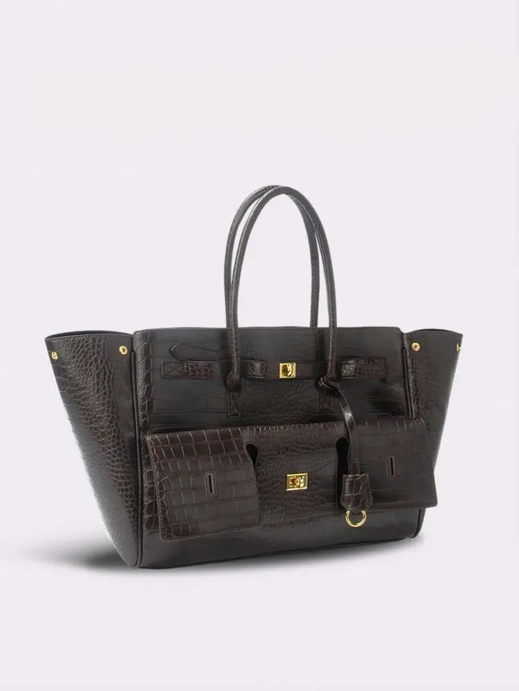Luxury Leather Diaper Bag For Women Minimalist Design Handbag Elegant Classic Commuter Large Capacity Bag