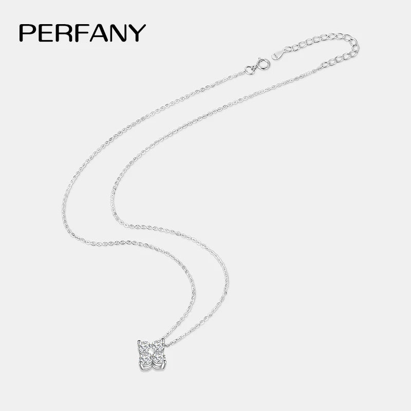 PERFANY All Moissanite Necklace for Women S925 Pure Silver Classic Clover Laboratory Diamond Pendant Fashion Jewelry