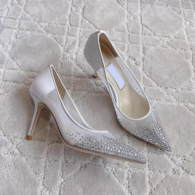 2026 European and American Women's New Mesh Pointed High Heels Shallow Mouth Sexy Fashion Shoes