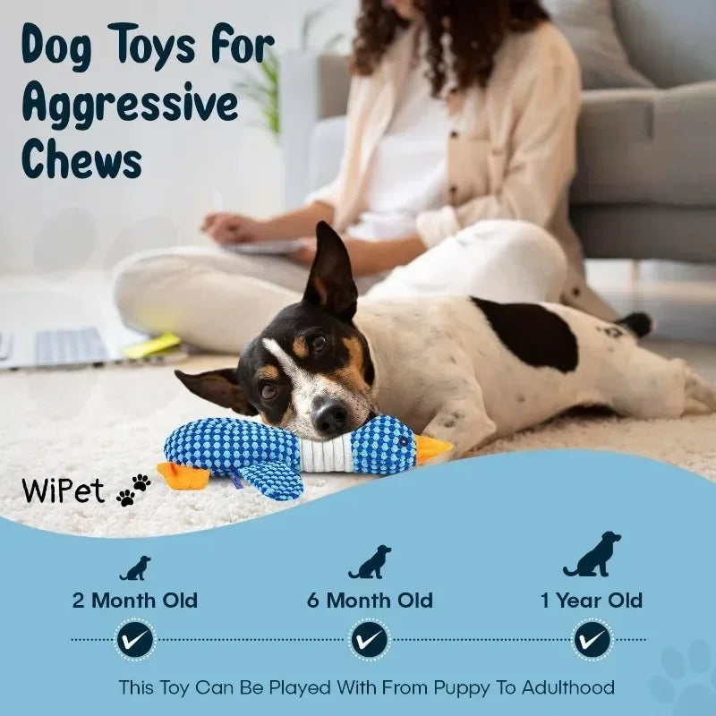 Pet Dog Toys Cute Goose Shape Plush Squeaky Chew Toy Bite Resistant Teeth Cleaning Interactive Stuffed Molar Pet Play Toys