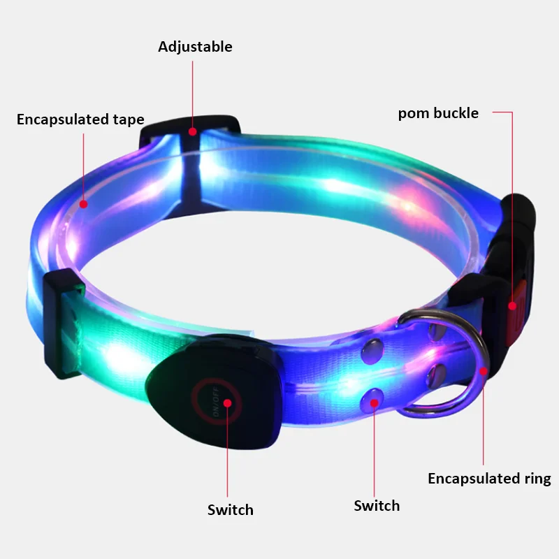 Pet Light-up Collar Leash LED Flashing Collar USB Charging Dog Walking Pulling Belt Adjustable Dog Collar Anti-Lost Pet Supplies