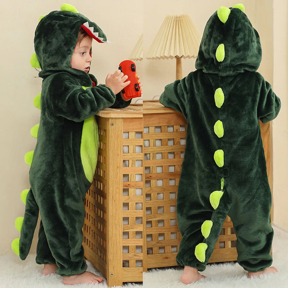 Autumn Winter Cartoon Style Winter Long Sleeve Baby Boys Girls Rompers Toddler Kids Playsuit Jumpsuits Baby Clothes Child Onesie