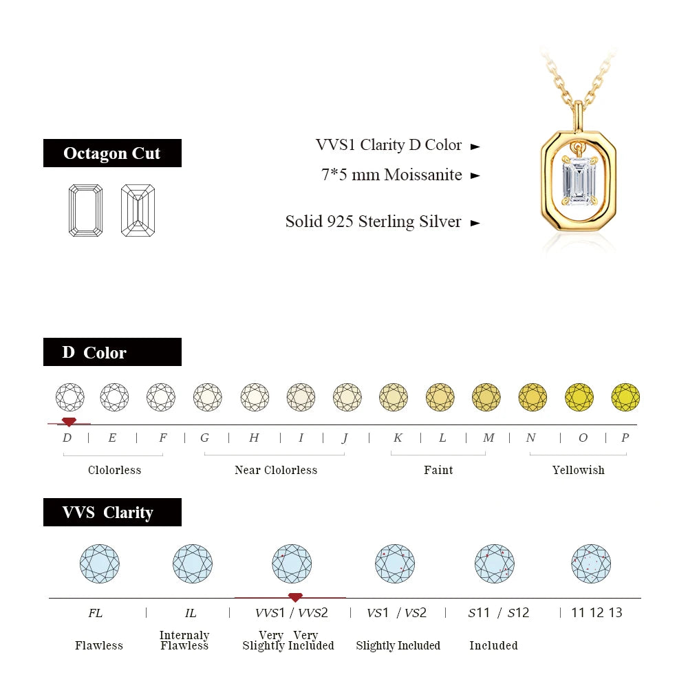 ATTAGEMS Top Quality Moissanite Diamond Necklace for Women Solid 10k 14k 18k Yellow Gold Penant Fine Jewelry Gifts Wholesale New