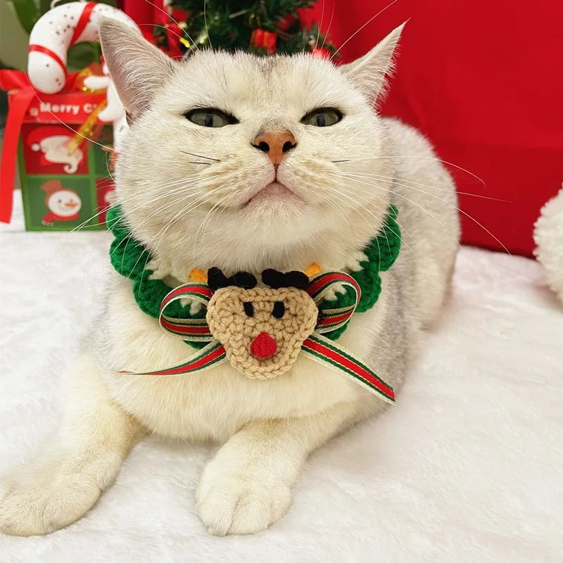 Cat Christmas Clothing Dog Cat Collar Christmas Cute Sweet Pet Scarf Bow Cat Dog Christmas Clothing Cat Accessories