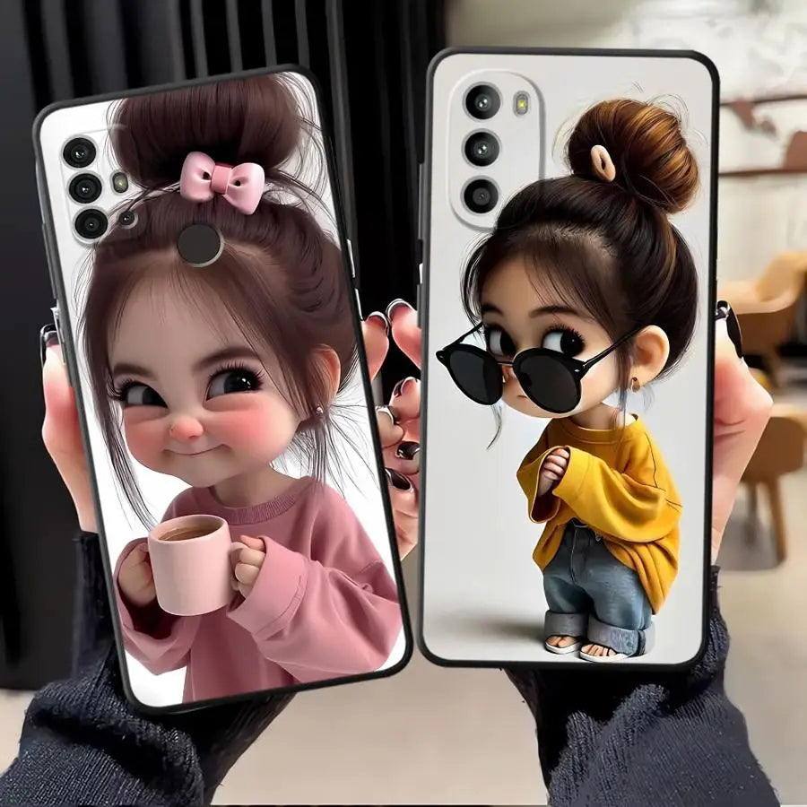 Cartoon Girl Pattern Phone Cover Case for Motorola Moto G50 G60s G32 G71 G52 G22 Edge40 G53 G30 Edge 20 Pro 30 Lite G51 G73