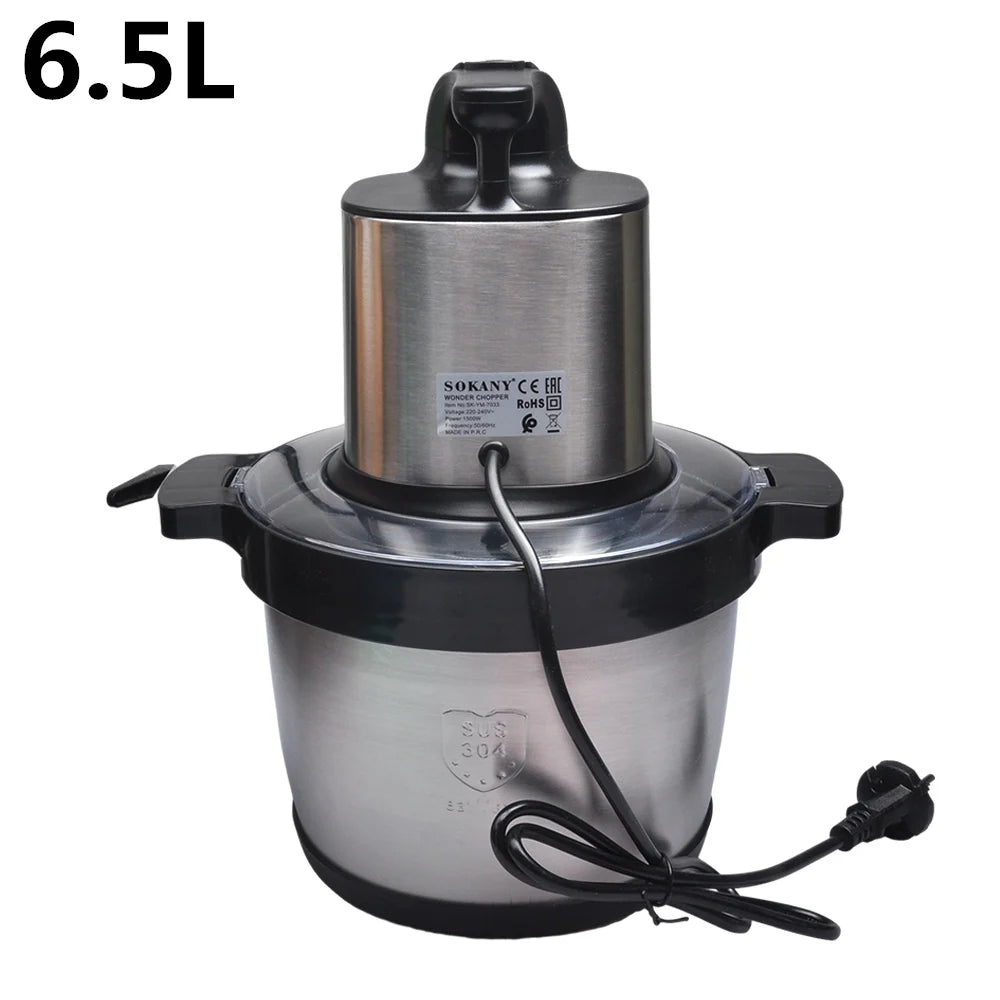 6.5L Electric Home Meat Grinder Vegetable Blender Crusher 1500W Juicer Home Sausage Stuffer Meat Mincer Food Processor Kitchen
