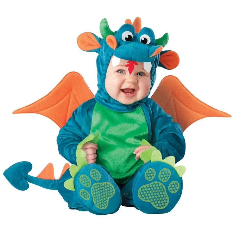 New Arrival High Quality Baby Boys Girls Halloween Dinosaur Costume Romper Kids Clothing Set Toddler Co-splay Triceratops