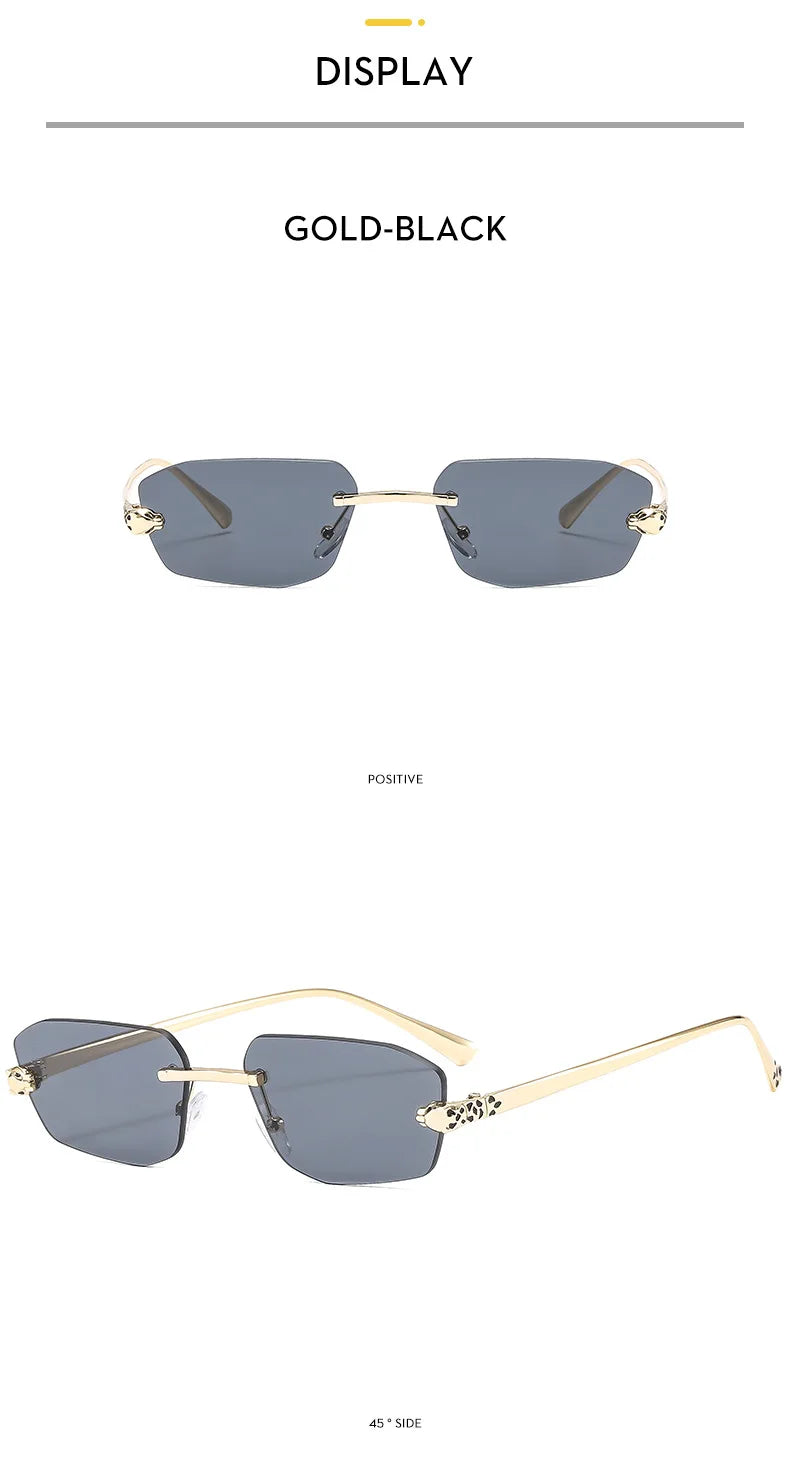 Popular Brand Brown Square Women Sunglasses Fashion Luxury Rimless Rectangle Sun Glasses Female Shades UV400 Vintage Eyewear