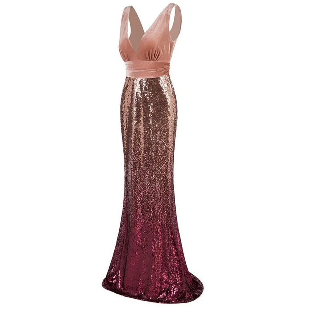 Sexy vintage Maxi Sequin cocktail Dress bridesmaid Prom Dresses for Women Casual Party Long sleeve club Bodycon Dress vestidos