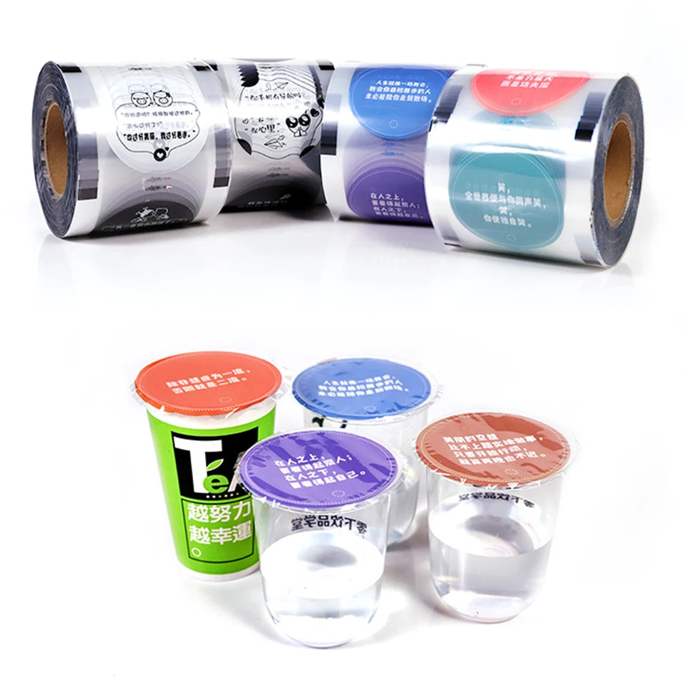 F9095-C Customized Cup Sealer Film for Personalized Logo Pattern Bubble Boba Tea Cup Sealing Clear PP Roll 2500 Cups 90mm, 95mm